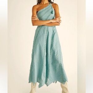 Free People Cotton Lace One Shoulder Long Dress Size S
